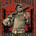 RIVERS EDGE EMBOSSED SIGN - 12"X17" "ARMED REDNECK INSIDE"