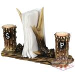 RIVERS EDGE RESIN ANTLER SALT - & PEPPER SHAKERS NAPKIN HOLDER