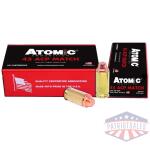 ATOMIC 45 ACP MATCH 185GR LEAD - SWC COPPER PLATED 50RD 10BX/CS