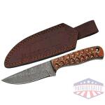 SZCO RITE EDGE 4" RED TWISTED - WOOD HUNTER DAMASCUS W/SHEATH