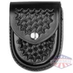 Basketweave Leather Round Bottom Closed Single Cuff Case