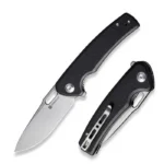 Vesperon Flipper/Thumb Hole Folding Knife 3.35"" Satin 9Cr18MoV Drop Point Plain Edge Blade, Black G10 Handle