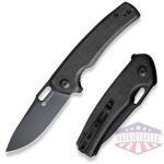 Vesperon Flipper/Thumb Hole Folding Knife 3.35"" Black 9Cr18MoV Drop Point Plain Edge Blade, Black Canvas Micarta Handle