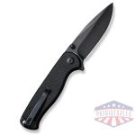 Errant Flipper/Thumb Stud Folding Knife 3.45"" Black 9Cr18MoV Drop Point Plain Edge Blade, Black G10 Handle