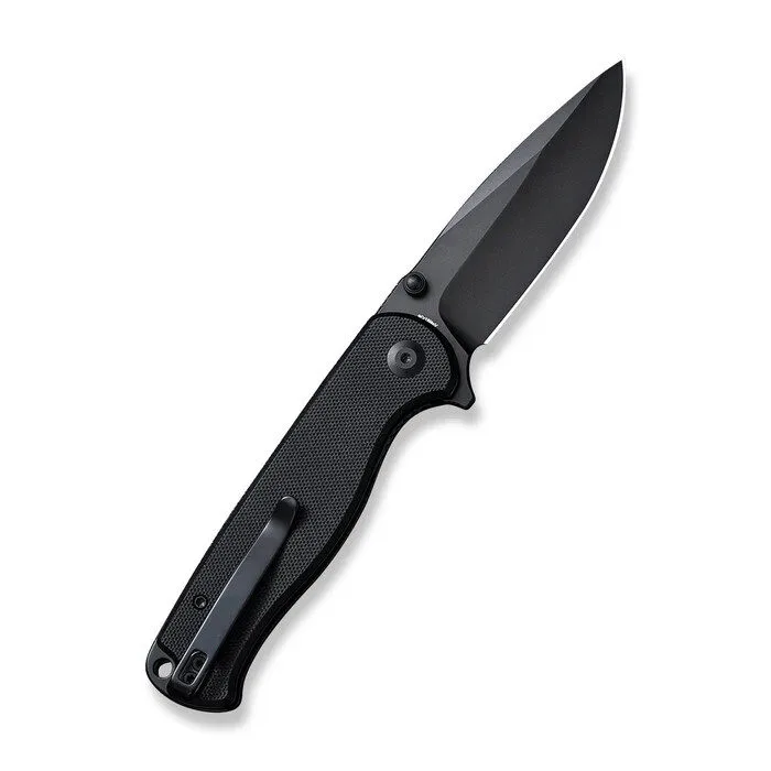 Errant Flipper/Thumb Stud Folding Knife 3.45"" Black 9Cr18MoV Drop Point Plain Edge Blade, Black G10 Handle