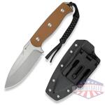 Toxodon Fixed Blade Knife 4.57"" Satin 9Cr18MoV Drop Point Plain Edge Blade, Brown G10 Handle & Kydex Sheath