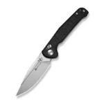 Glenspar Thumb Stud & Crossbar Lock Knife Black Shredded G10 Handle (3.45"" Stonewashed 9Cr18MoV Blade)