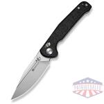 Glenspar Thumb Stud & Crossbar Lock Knife Black Shredded G10 Handle (3.45"" Stonewashed 9Cr18MoV Blade)