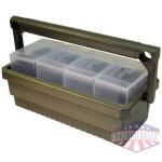 MTM SHOTSHELL BOX CADDY W/ 4 - SS25 RND CLEAR SHOTSHELL BOXES