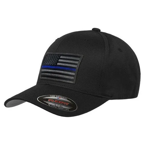 Tbl-Flex-Tbl-Black-Subdue-Black-Xl Flexfit subdued thin blue line hat - image 1