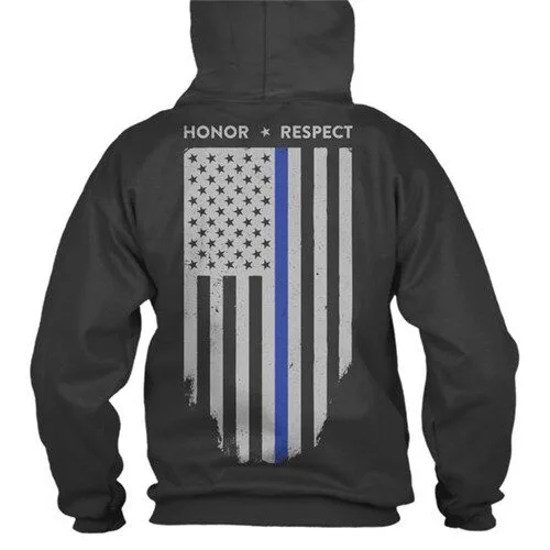 Tbl-H-Black-2X Hoodie - honor/respect, thin blue line flag - image 1