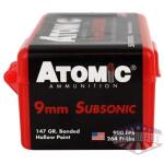 atomic 9mm luger 147gr - subsonic jhp 50rd 10bx/cs