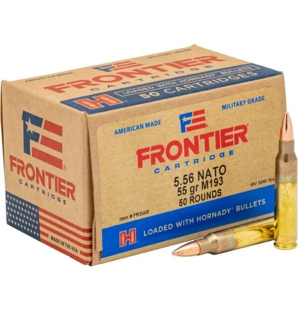 Https3A2F2Fmedia.chattanoogashooting.com2Fimages2Fproduct2Ffrfr20052Ffrfr20051-2 Hornady frontier rifle ammunition xm193 5. 56mm nato 55 gr fmj 3240 fps 50/ct - image 1
