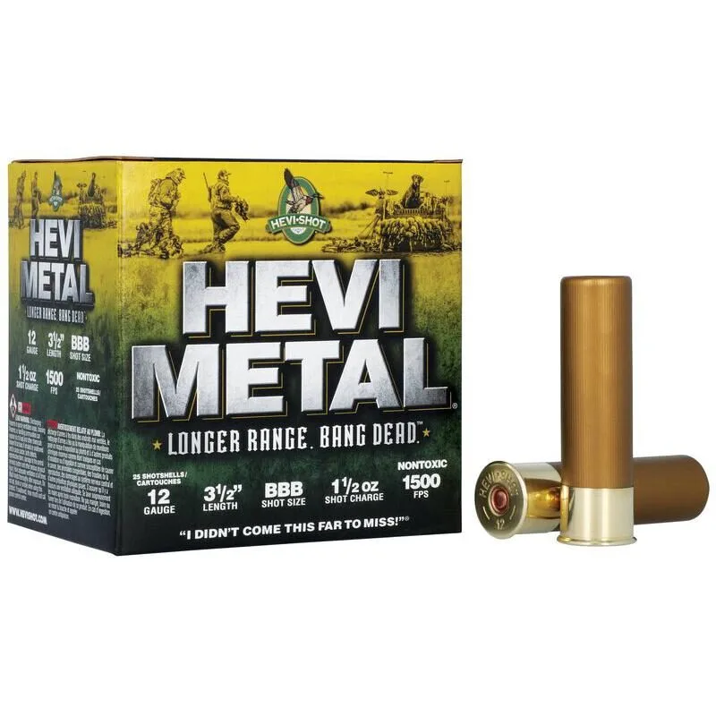 Https3A2F2Fmedia.chattanoogashooting.com2Fimages2Fproduct2Fhvhs385082Fhvhs385081 Hevi-shot hevi-metal longer range shotshell 12ga 3. 5" 1-1/2 oz 1500 fps #bbb 25/ct - image 1