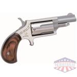 NAA 22M Mini Revolver Handgun .22 Magnum 5rd Capacity 1.625" Barrel Silver with Wood Grip