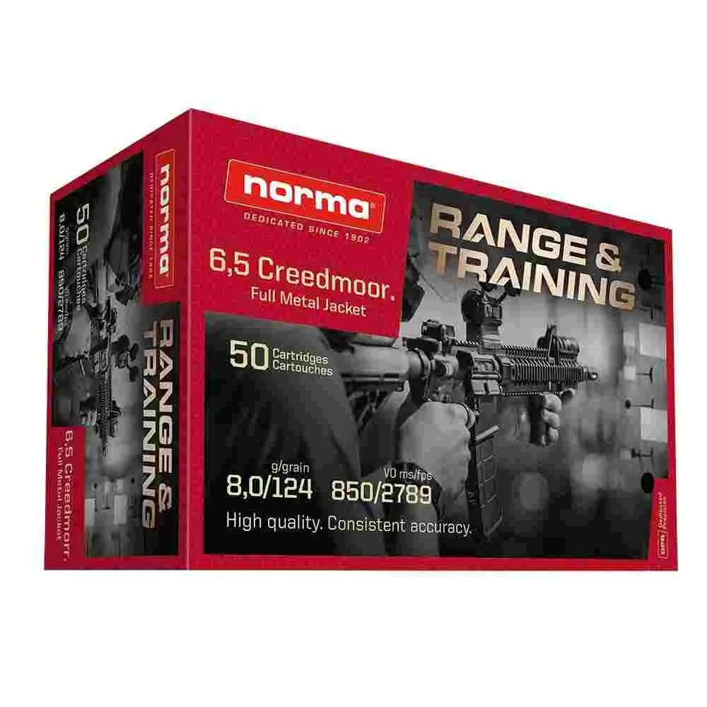 Https3A2F2Fmedia.chattanoogashooting.com2Fimages2Fproduct2Fnh201666502Fnh20166650.Webp Norma range & training rifle ammunition 6. 5 creedmoor 124gr fmj 2789 fps 50/ct - image 1