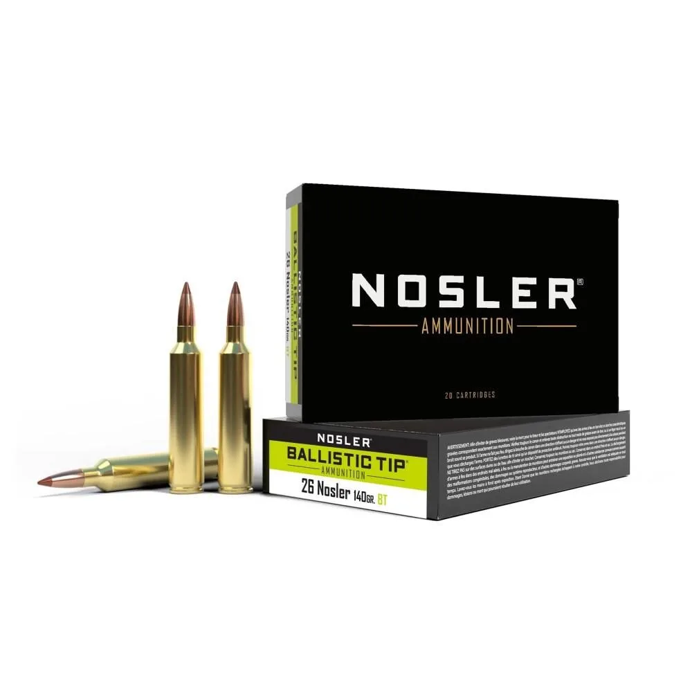 Https3A2F2Fmedia.chattanoogashooting.com2Fimages2Fproduct2Fno434592Fno43459-1.Webp Nosler ballistic tip hunting rifle ammunition 26 nosler 140gr pt 3200 fps 20/ct - image 1