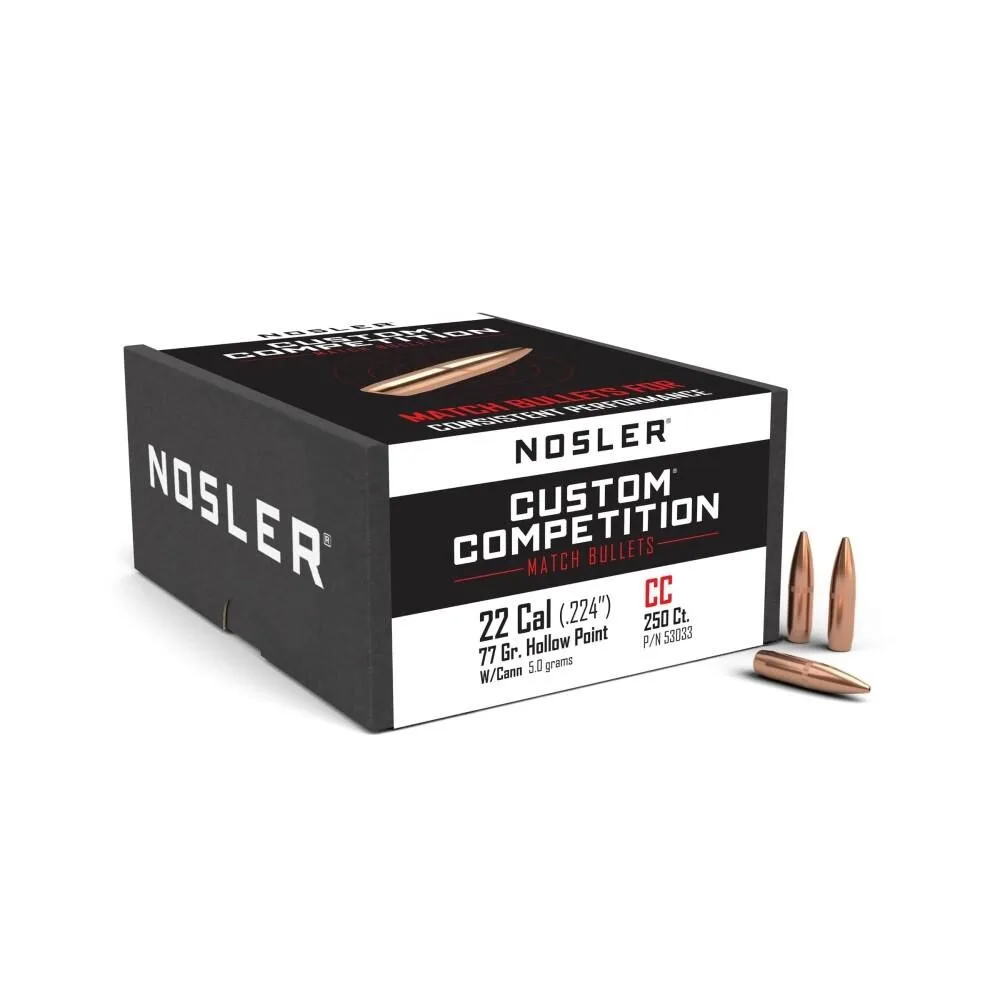 Https3A2F2Fmedia.chattanoogashooting.com2Fimages2Fproduct2Fno530332Fno53033-1 Nosler custom competition rifle bullets. 22 cal. 224" 77 gr hpbt w cann 250/ct - image 1