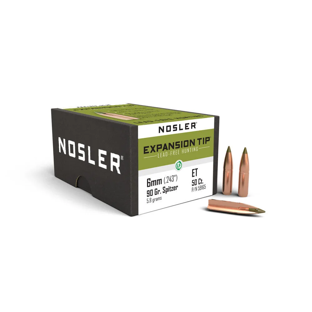Https3A2F2Fmedia.chattanoogashooting.com2Fimages2Fproduct2Fno591652Fno59165-1.Webp Nosler e-tip lead-free hunting rifle bullets. 243/6mm. 243" 90 gr sptz e-tip 50/ct - image 1