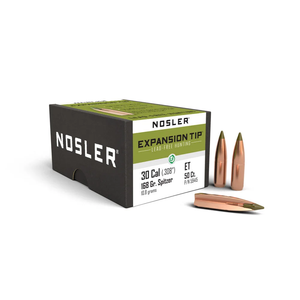 Https3A2F2Fmedia.chattanoogashooting.com2Fimages2Fproduct2Fno594152Fno59415-1 Nosler e-tip lead-free hunting bullets. 30 cal. 308" 168 gr sptz e-tip 50/ct - image 1