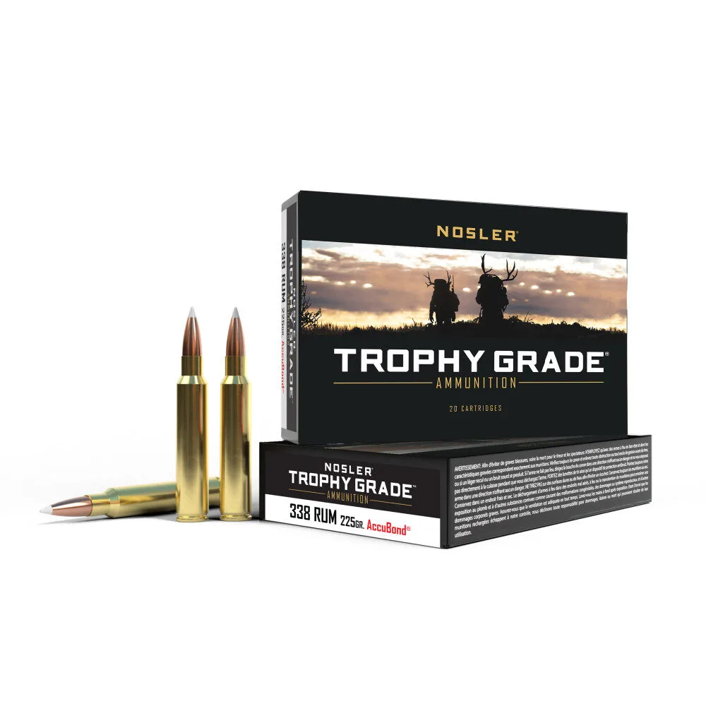 Https3A2F2Fmedia.chattanoogashooting.com2Fimages2Fproduct2Fno600832Fno60083-1.Webp Nosler accubond trophy grade rifle ammunition. 338 rum 225 gr pt 2975 fps 20/ct - image 1