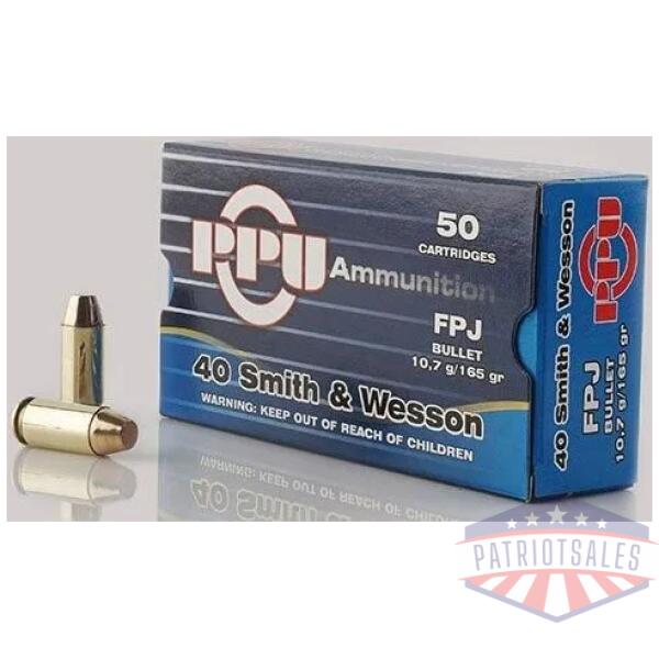 ppu handgun ammunition .40 s&w  165 gr fpj  1541 fps 50/ct
