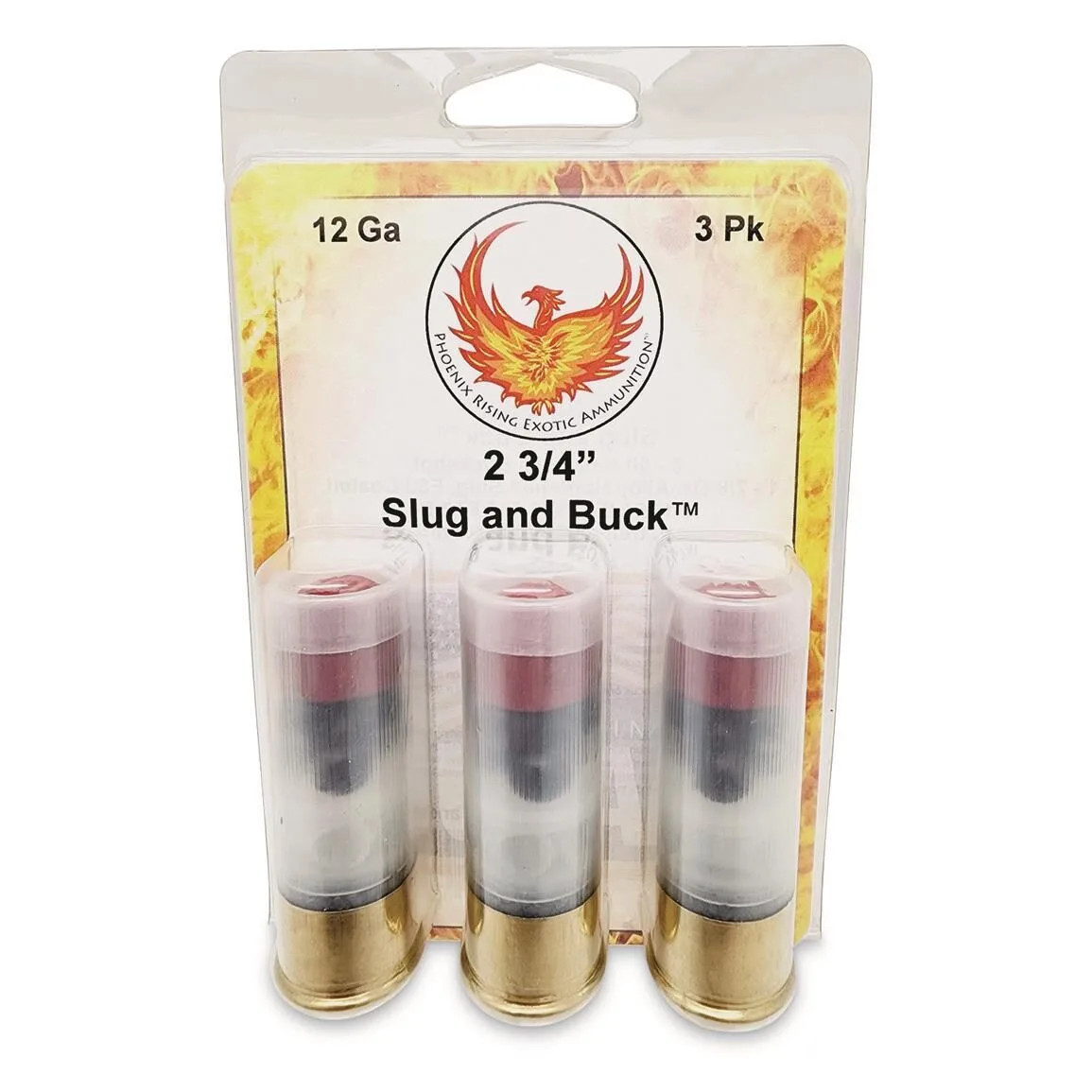 Https3A2F2Fmedia.chattanoogashooting.com2Fimages2Fproduct2Fppprslugandbuck2Fppprslugandbuck1 Phoenix rising slug & buck shotshell 12ga 2-3/4" fsj 7/8oz slug & 6-00 buckshot 1225 fps 3/ct - image 1