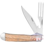ABKT Cattleman Chuckwagon Trapper Knife 3-1/4" Blade with Fork Blade Zebrawood