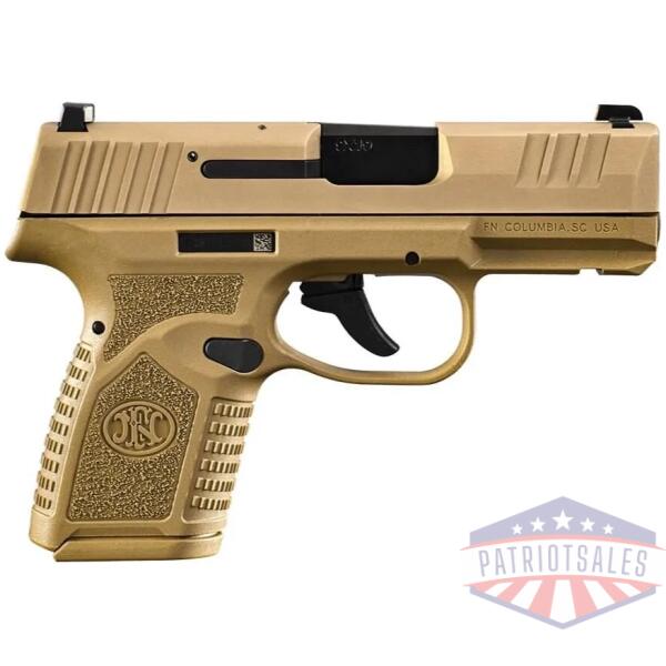 fn usa reflex handgun 9mm luger 10rd magazines (2) 3.3" barrel fde night sights nms