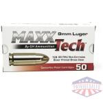 MAXXTech Handgun Ammunition 9mm Luger 124gr FMJ 1126 fps 50/ct