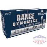 Fiocchi Pistol Shooting Dynamics Handgun Ammunition .38 Spl 130 gr FMJ 950 fps 50/box