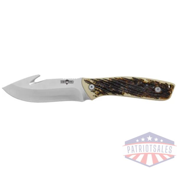 camillus western crosstrail - gut hook 4.25" ss blade antler