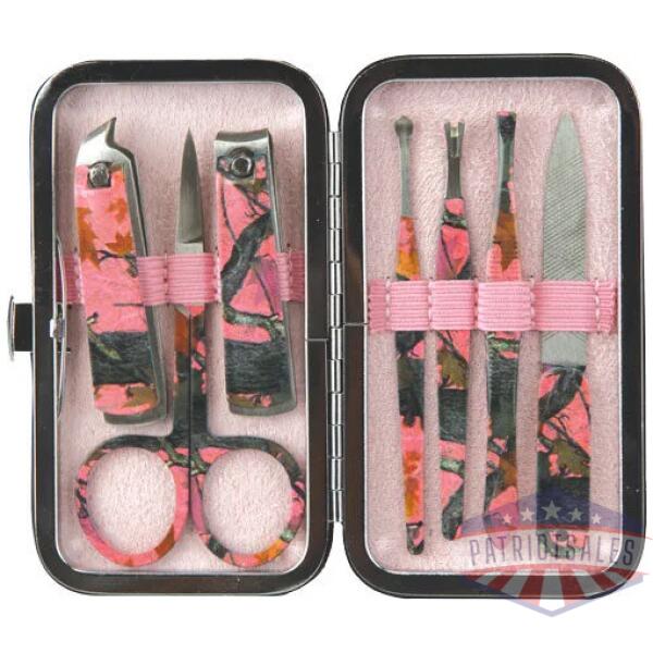 rivers edge womens 7 piece - manicure set pink camo