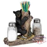 rivers edge bear salt & pepper - shakers & toothpick holder