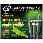 LUMENOK XBOW ARROW 22" BARNETT - HEADHUNTER GREEN CRESCENT 3PK