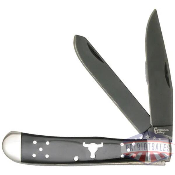 abkt cattlemans cutlery black - angus trapper 2-blade folder