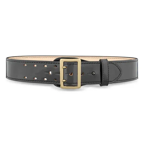 Dty-1031-42-9002.Webp 2-1/4"" high-gloss leather sam browne 2-row stitch duty belt with gold buckle - image 1