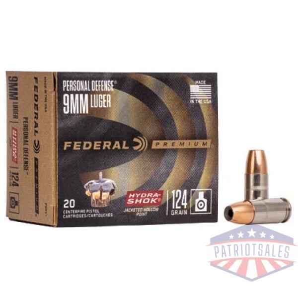 fed hydra-shok 9mm 124gr hp 20/500