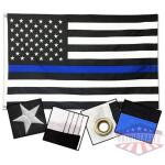 Durasleek Thin Blue Line American Flag, Sewn & Embroidered