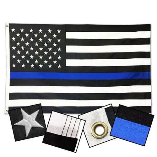 Tbl-Db-American-3X5 Durasleek thin blue line american flag, sewn & embroidered - image 1