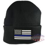 Thin Blue Line Flag Embroidered Beanie