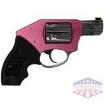 charter arms off duty coyote handgun .380 acp 5rd capacity pink frame with 2" stainless ported barrel