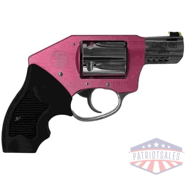 charter arms off duty coyote handgun .380 acp 5rd capacity pink frame with 2" stainless ported barrel