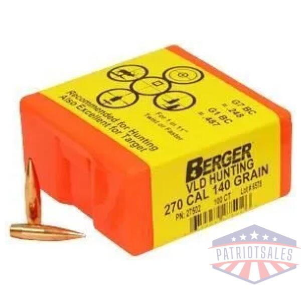 berger match grade hunting bullets .270 cal .277" 140 gr vld hunter 100/ct