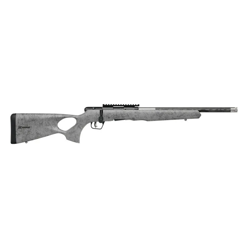 Https3A2F2Fmedia.chattanoogashooting.com2Fimages2Fproduct2Fbv705182Fbv70518-1 Savage b22 magnum timberlite thumbhole rifle. 22 wmr 10rd magazine 18" 1/2x28 threaded barrel grey with black spiderweb - image 1