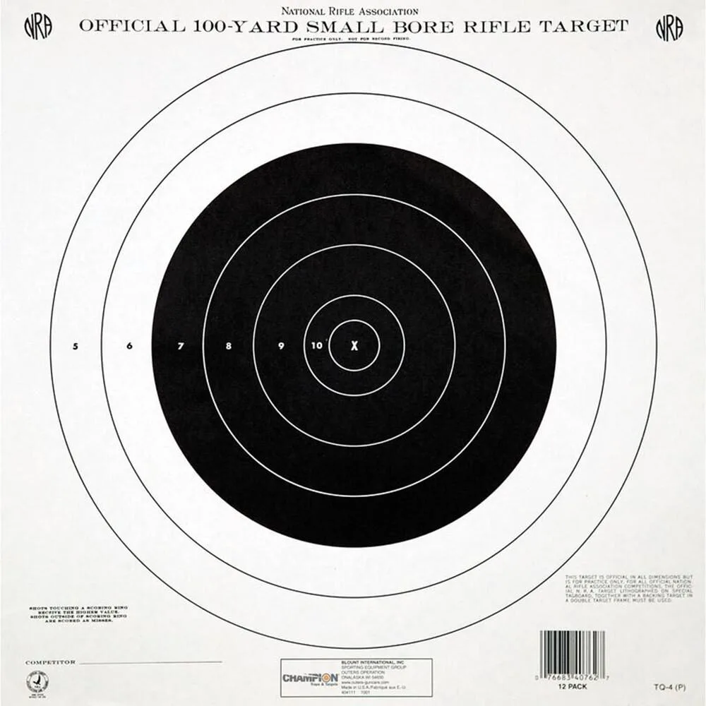 Https3A2F2Fmedia.chattanoogashooting.com2Fimages2Fproduct2Fcm407772Fcm40777-1.Webp Champion official nra paper targets tq-4(p) 100 yd small bore rifle single bull 100/ct - image 1