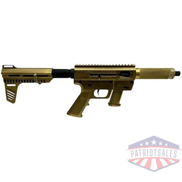 just right carbine 45th/47th trump edition pistol 9mm luger 15rd magazine(1) 6.5" barrel blade brace gold cerakote