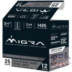 migra steel waterfowl stacked shotshells 12ga 3.5" 1-3/8oz 1425 fps #2 & #4 25/ct