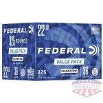 Federal Champion Training Rimfire Ammunition .22 LR 36gr HP 1260 fps 325/ct Value Pack