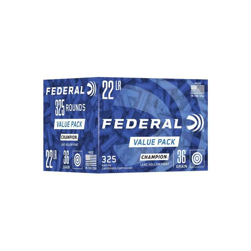 Https3A2F2Fmedia.chattanoogashooting.com2Fimages2Fproduct2Ffa7492Ffa749.Webp Federal champion training rimfire ammunition. 22 lr 36gr hp 1260 fps 325/ct value pack - image 1